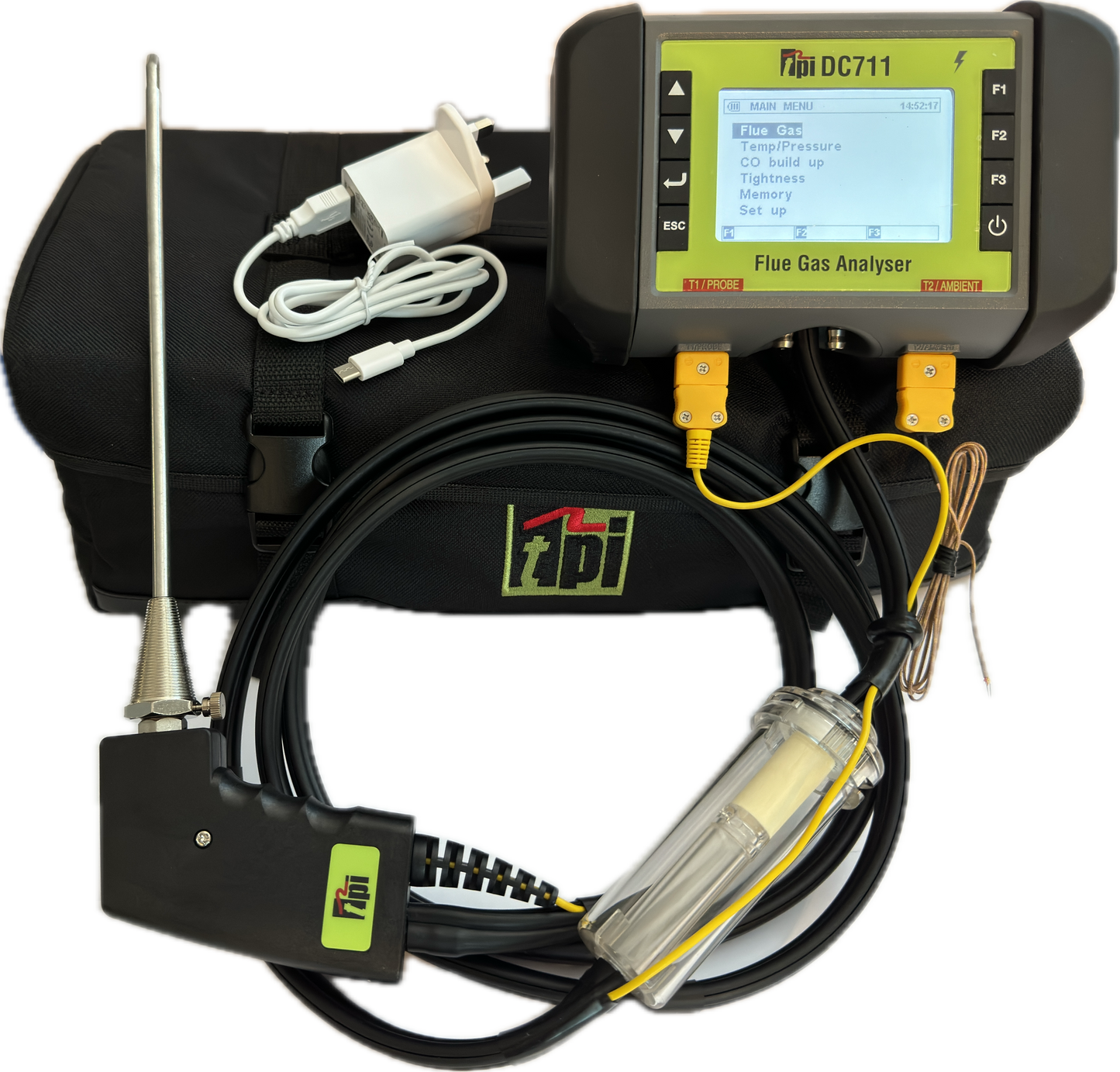 TPI DC711 Flue Gas Analyser With Probe And Charger